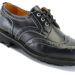 John Fluevog Black Angels Michael Leather Lug Sole Shoes